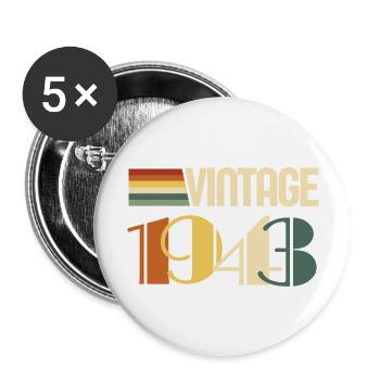 Jahrgang 1943 - 1943 Geburtstagsgeschenk - Buttons groß 56 mm (5er Pack) - Weiß - Vorne