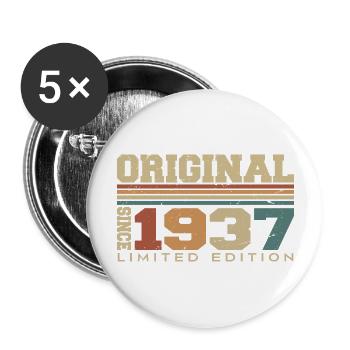 Original 1937 Rétro Cadeau 87 e Anniversaire 1937 - Lot de 5 grands badges (56 mm) - blanc - Devant