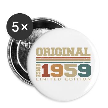 Original 1959 Rétro Cadeau 65 e Anniversaire 1959 - Lot de 5 grands badges (56 mm) - blanc - Devant