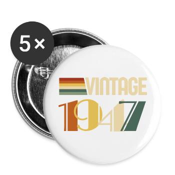 Jahrgang 1947 - 1947 Jubiläumsgeschenk - Buttons groß 56 mm (5er Pack) - Weiß - Vorne