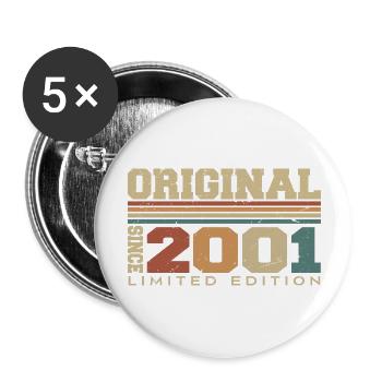 Original 2001 Rétro Cadeau 23e Anniversaire 2001 - Lot de 5 grands badges (56 mm) - blanc - Devant