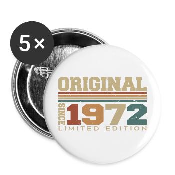 Original 1972 Retro Gift 52nd Birthday 1972 - Buttons large 2.2''/56 mm (5-pack) - white - Front