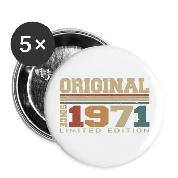Original 1971 Rétro Cadeau 53e Anniversaire 1971 - Lot de 5 grands badges (56 mm) - blanc - Devant