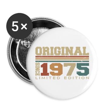 Original 1975 Rétro Cadeau 49e Anniversaire 1975 - Lot de 5 grands badges (56 mm) - blanc - Devant