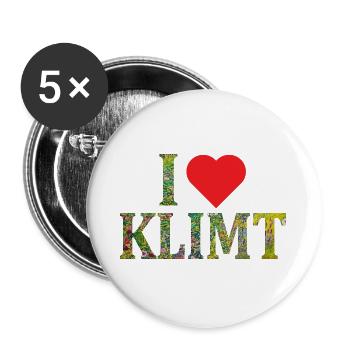 T-Shirt I love Klimt T-Shirt Geschenkidee - Buttons groß 56 mm (5er Pack) - Weiß - Vorne