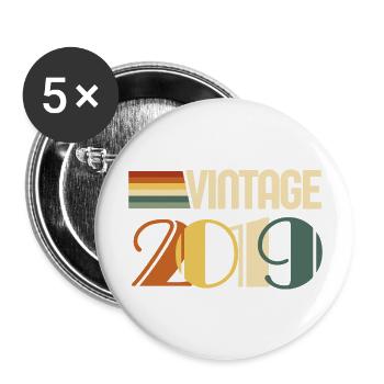 Jahrgang 2019 - 2019 Jubiläumsgeschenk - Buttons groß 56 mm (5er Pack) - Weiß - Vorne