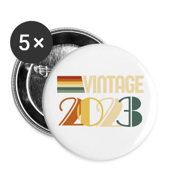 Vintage 2023 - 2023 Birthday Gift - Buttons large 2.2''/56 mm (5-pack) - white - Front