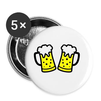 Chope de bière symbole de bière - Lot de 5 grands badges (56 mm) - blanc - Devant