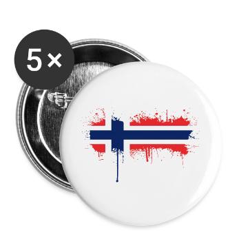 Norvège Norvège Drapeau Scandinavie Norden Tor Viking - Lot de 5 grands badges (56 mm) - blanc - Devant