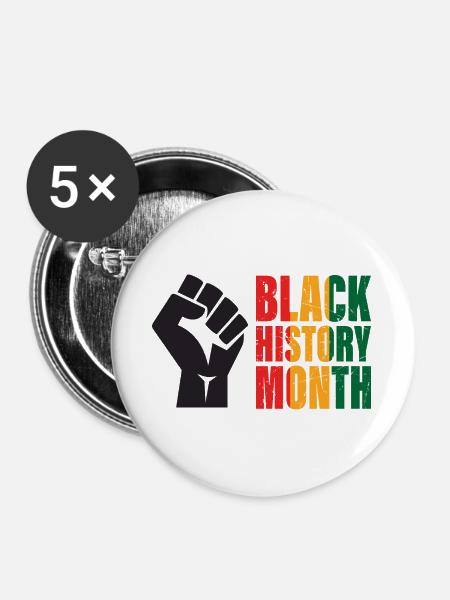 Black History Month - Buttons groß 56 mm (5er Pack) - Weiß