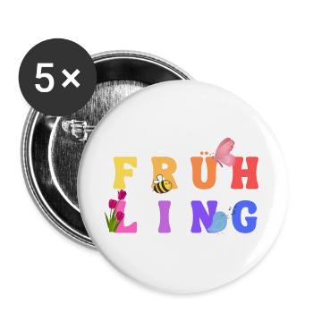 Printemps - Saison - Lot de 5 grands badges (56 mm) - blanc - Devant