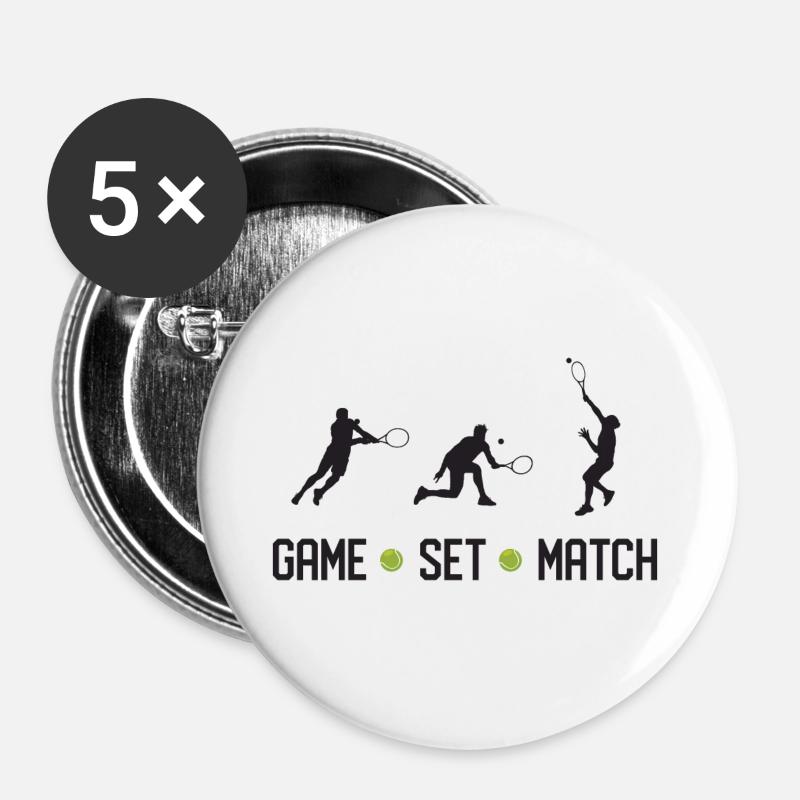 Tennis - Game Set Match - Buttons large 2.2''/56 mm (5-pack) - white