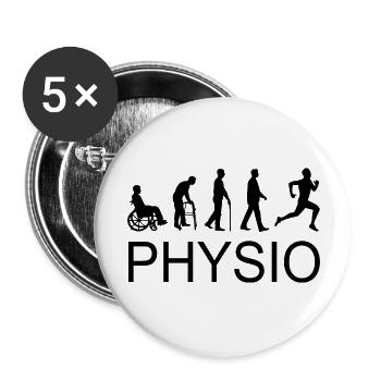 physio schwarz - Buttons groß 56 mm (5er Pack) - Weiß - Vorne