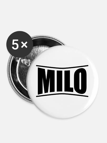 Milo T-Shirt Geschenkidee T-Shirt - Buttons groß 56 mm (5er Pack) - Weiß