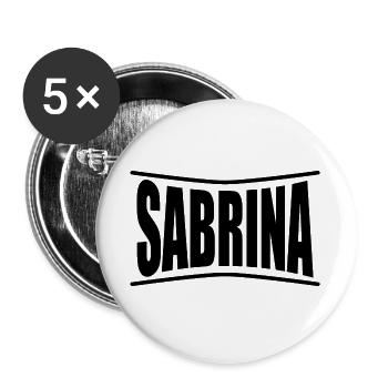 T-Shirt Sabrina T-Shirt Geschenkidee - Buttons groß 56 mm (5er Pack) - Weiß - Vorne