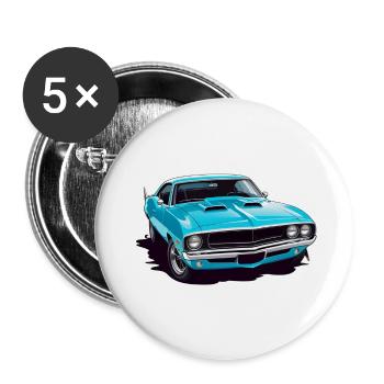 voiture vintage couché de soleil - Lot de 5 grands badges (56 mm) - blanc - Devant