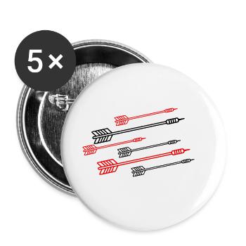 Darts Team Dartpfeile Symbol - Buttons groß 56 mm (5er Pack) - Weiß - Vorne