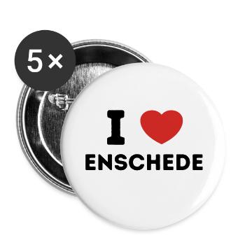 I Love Enschede Pays-Bas - Lot de 5 grands badges (56 mm) - blanc - Devant