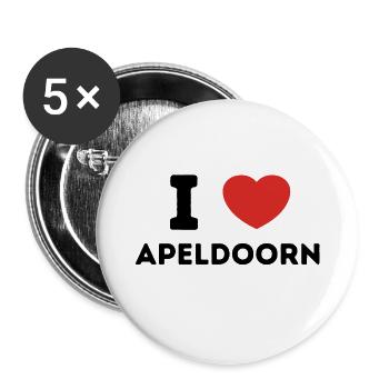 Ich liebe Apeldoorn, Niederlande - Buttons groß 56 mm (5er Pack) - Weiß - Vorne