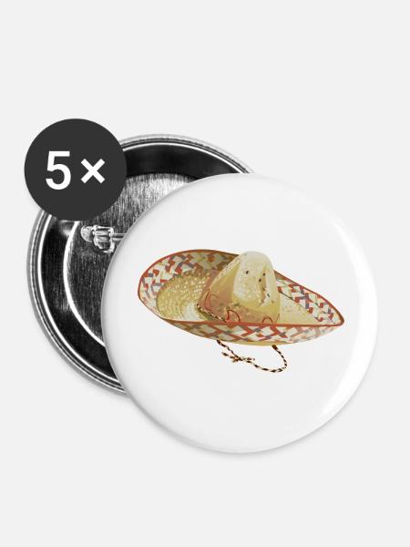 Sombrero // Illustration - Buttons groß 56 mm (5er Pack) - Weiß