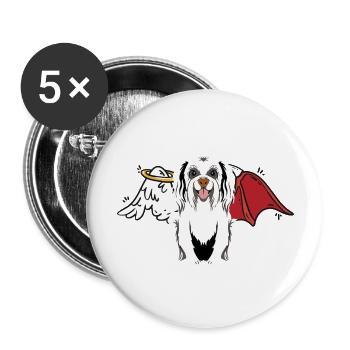 Hells, Dog, Angel, Devil, Heavenly, Devil, Dogs - Buttons large 2.2''/56 mm (5-pack) - white - Front
