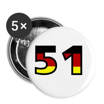 51 Zahl Deutschland Trikot - Buttons groß 56 mm (5er Pack) - Weiß - Vorne