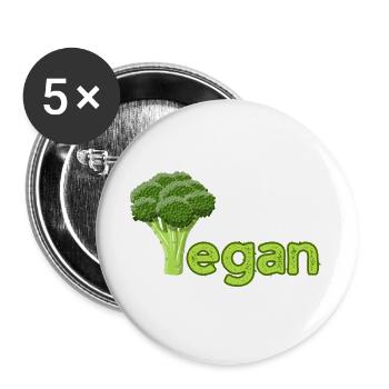 Vibrant Vegan Broccoli Logo - Buttons large 2.2''/56 mm (5-pack) - white - Front