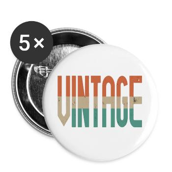 Vintage Style Retro Motif Design - Buttons large 2.2''/56 mm (5-pack) - white - Front