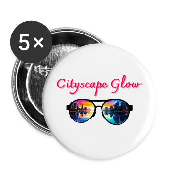 Cityscape Glow, Sonnenbrille - Buttons groß 56 mm (5er Pack) - Weiß - Vorne