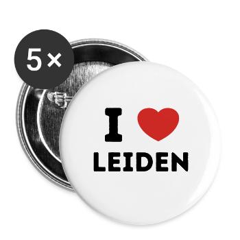 I Love Leiden Pays-Bas - Lot de 5 grands badges (56 mm) - blanc - Devant