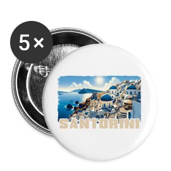Santorini Greece Ocean Volcano Akrotiri - Buttons large 2.2''/56 mm (5-pack) - white - Front