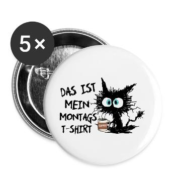 This Is My Monday T-Shirt Cat - Buttons large 2.2''/56 mm (5-pack) - white - Front