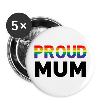 Proud Mum Rainbow - Buttons large 2.2''/56 mm (5-pack) - white - Front