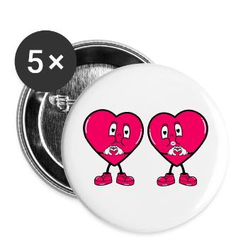 Amour des cœurs comiques - Lot de 5 grands badges (56 mm) - blanc - Devant