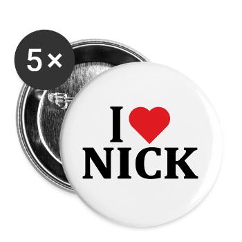 t-shirt I love Nick t-shirt gift idea - Buttons large 2.2''/56 mm (5-pack) - white - Front