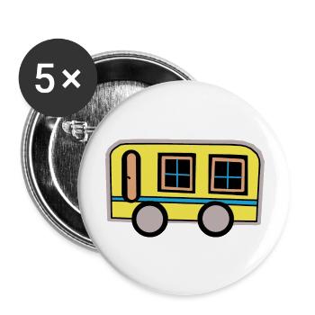 Wohnwagen Wohnmobil Camping Retro 80er - Buttons groß 56 mm (5er Pack) - Weiß - Vorne