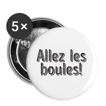 Allez les Boules Saying Boule Ball for Bouler - Lot de 5 grands badges (56 mm) - blanc - Devant