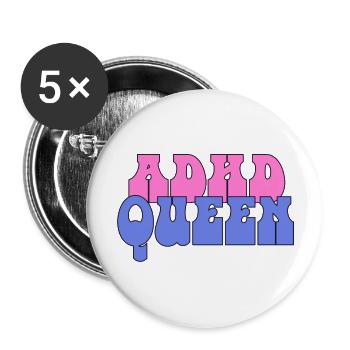 Reine du TDAH - Lot de 5 grands badges (56 mm) - blanc - Devant