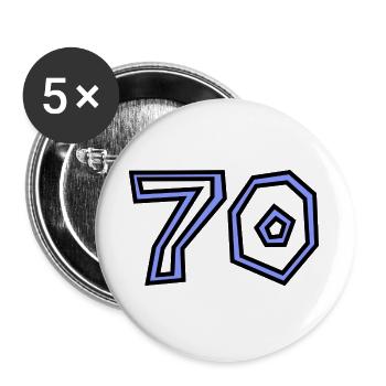 70. 70 ANS. 70e ANNIVERSAIRE. ANNIVERSAIRE 70 ANS. - Lot de 5 grands badges (56 mm) - blanc - Devant