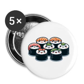 Sushi Squad: The Rollin' Delights - Buttons large 2.2''/56 mm (5-pack) - white - Front