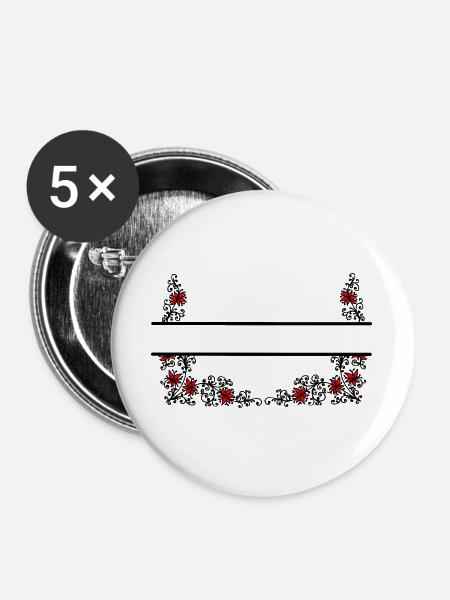 Blumen Dekoration Banner - Buttons groß 56 mm (5er Pack) - Weiß