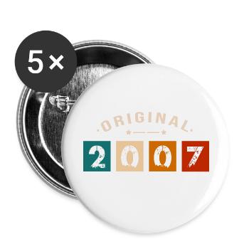 Original 2007 Jahrgang - 200 Geburtstagsgeschenk - Buttons groß 56 mm (5er Pack) - Weiß - Vorne