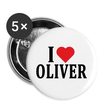 t-shirt I love Oliver t-shirt gift idea - Buttons large 2.2''/56 mm (5-pack) - white - Front