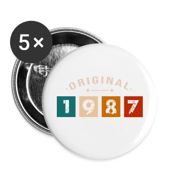 Original 1987 Vintage - Présent D’anniversaire 198 - Lot de 5 grands badges (56 mm) - blanc - Devant