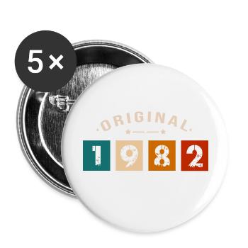 Original 1982 Vintage - Présent D’anniversaire 198 - Lot de 5 grands badges (56 mm) - blanc - Devant