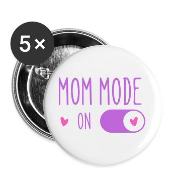Aktiver Mom-Modus Lila - Buttons groß 56 mm (5er Pack) - Weiß - Vorne
