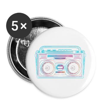 Cassette recorder in bright 80s neon look - Buttons large 2.2''/56 mm (5-pack) - white - Front