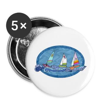 Sailboats - Buttons large 2.2''/56 mm (5-pack) - white - Front