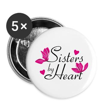 Sisters by heart - Buttons large 2.2''/56 mm (5-pack) - white - Front