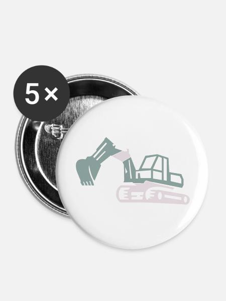 bagger - Buttons groß 56 mm (5er Pack) - Weiß